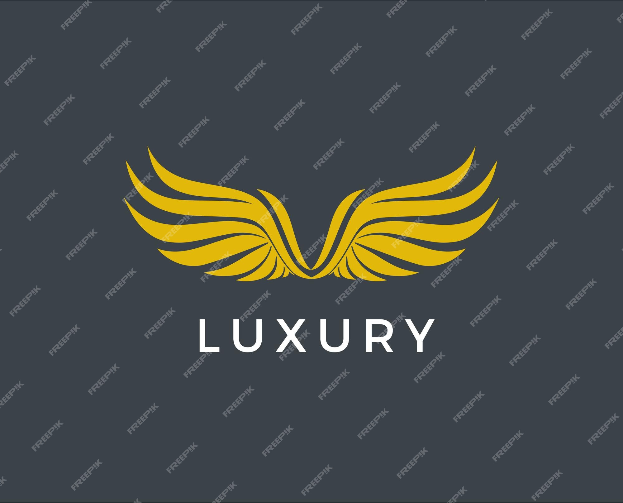 Logo de alas doradas | Vector Premium