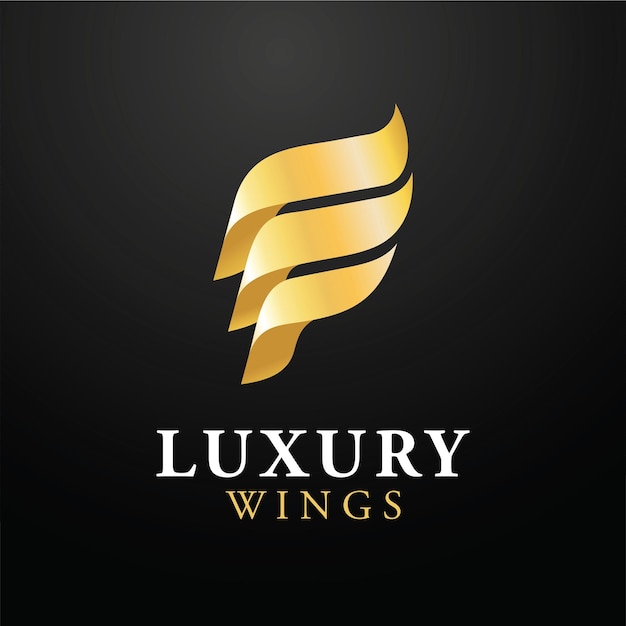 Logo alas de lujo doradas minimalista elegante para empresas