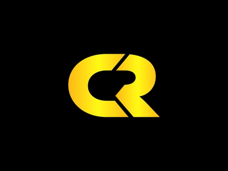 Vector un logo amarillo con la letra cr en él