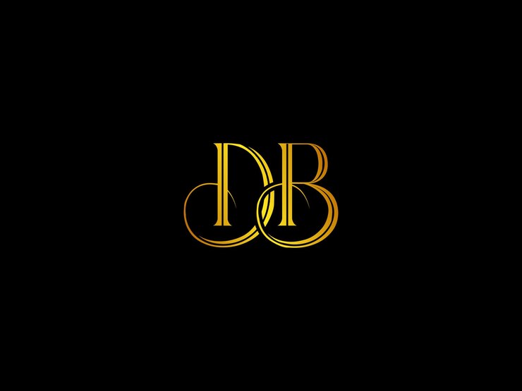 Vector logo amarillo y negro para db sobre fondo negro