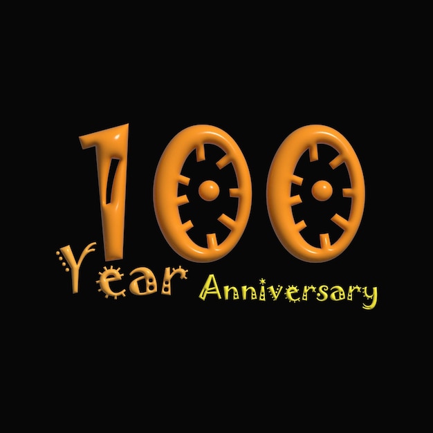 Un logo amarillo con el número 100 en el medio