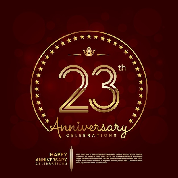 logo de aniversario de 23 años en color dorado