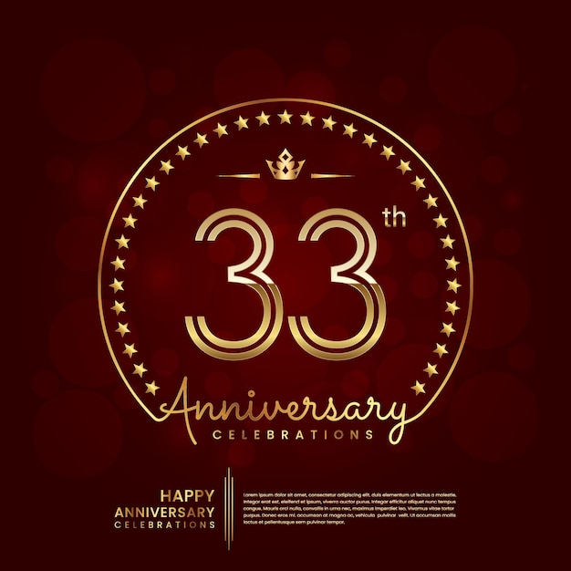 logo de aniversario de 33 años en color dorado