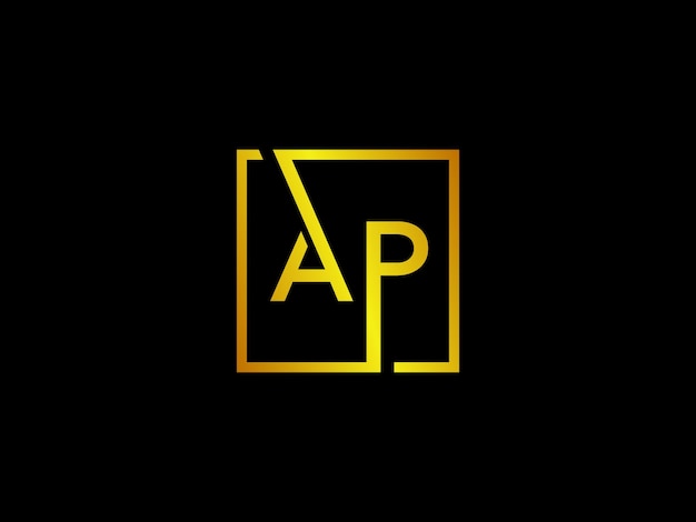Un logo para ap con un cuadrado amarillo sobre un fondo negro