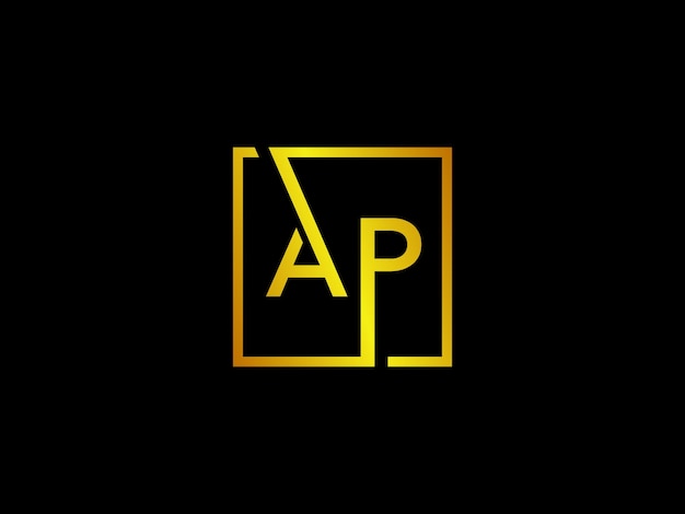 Vector un logo para ap con un cuadrado amarillo sobre un fondo negro