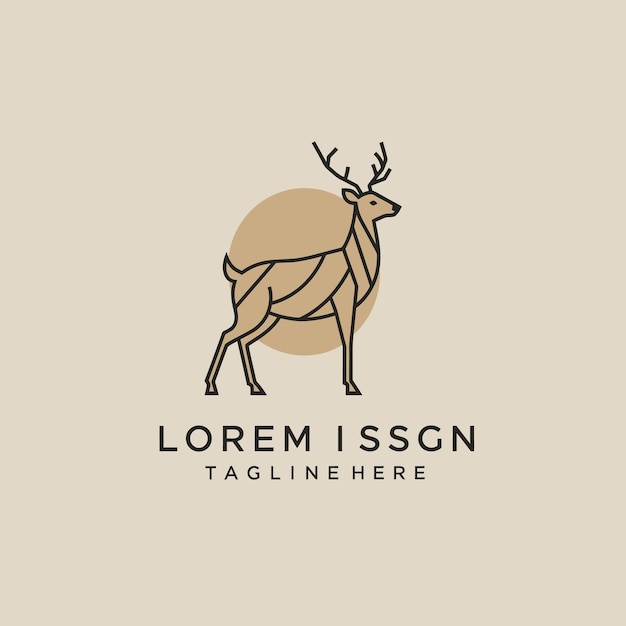 Logo de arte de línea de ciervo