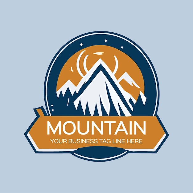 Logo de aventura de montaña vectorial