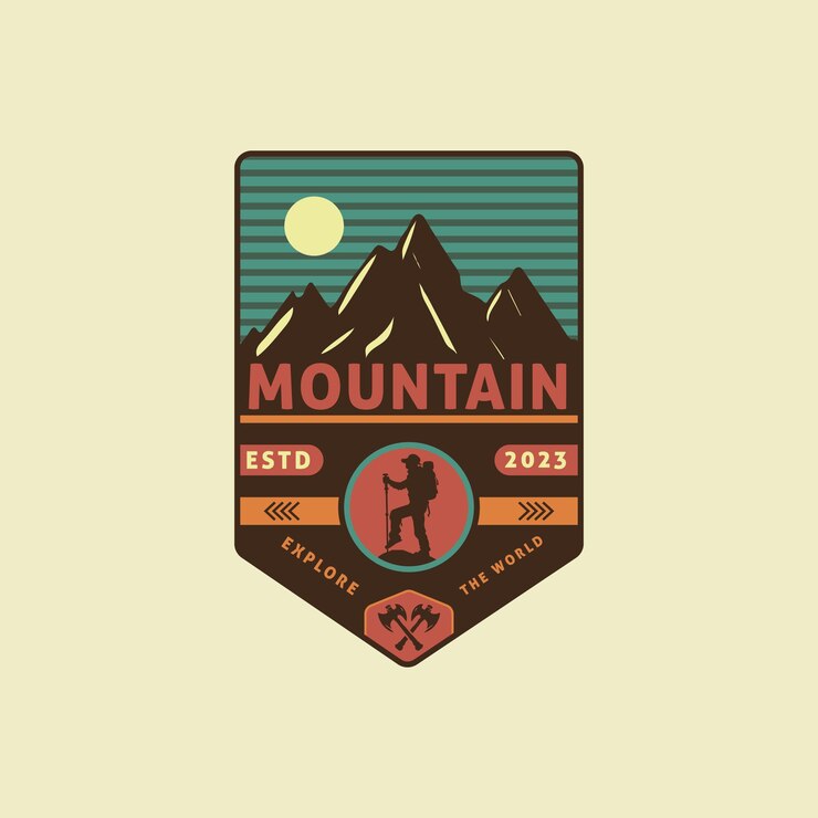 Vector un logo para una aventura en la montaña.