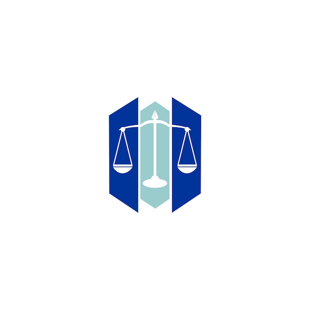 Un logo azul y blanco para un bufete de abogados