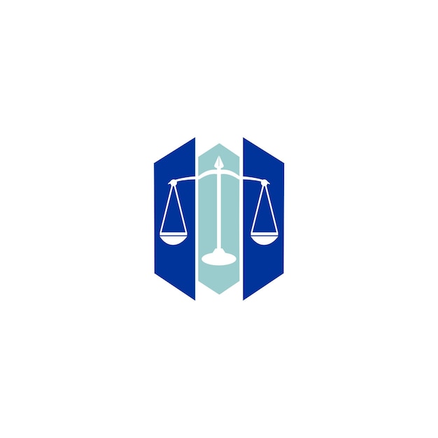 Un logo azul y blanco para un bufete de abogados