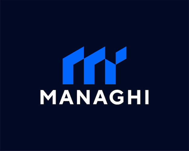 Un logo azul y blanco para una empresa llamada mangichi.