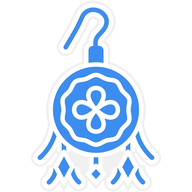 un logo azul y blanco con una flor