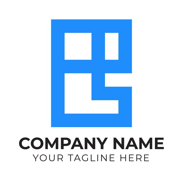 Un logo azul y blanco con la letra e