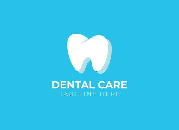 Logo azul con un diente que dice cuidado dental