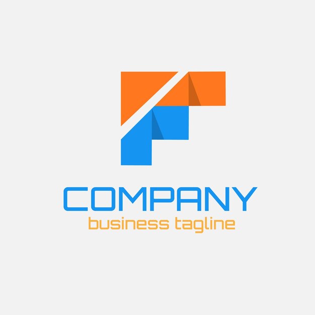 Un logo azul y naranja para una empresa que dice f. etiqueta comercial.