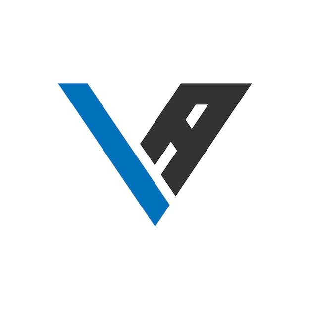 Un logo azul y negro para una empresa llamada va.