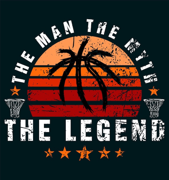 Un logo de baloncesto que dice el hombre el mito la leyenda.