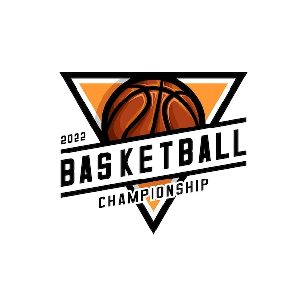 Logo de baloncesto con un triángulo y las palabras campeonato de baloncesto en él.