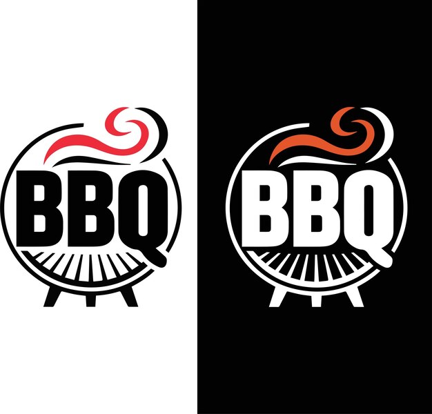 Logo de barbacoa con el logotipo de barbacoa y el concepto de fuego en combinación con el logo de Bar de Barbecue Grill a