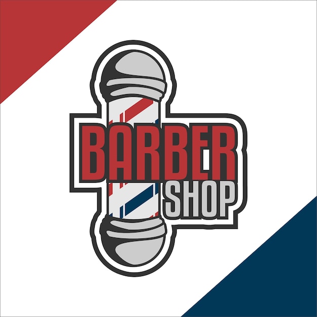 Logo de la barbería con un antiguo icono de esmalte de barbería de vidrio vintage con rayas.