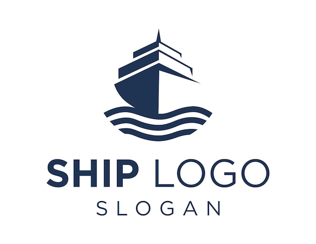 Un logo de barco azul que está sobre un fondo blanco.