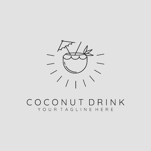 Un logo para una bebida de coco con un coco y un coco encima