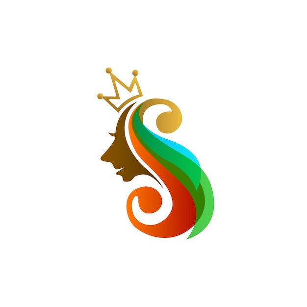 Logo de bella dama con corona de reina