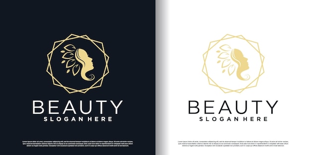 Logo de belleza con diseño creativo Vector Premium