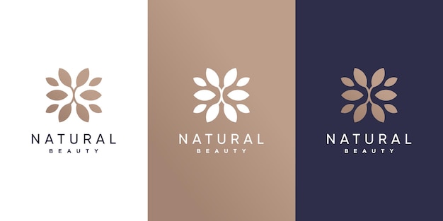 Logo de belleza natural con concepto moderno Vector Premium
