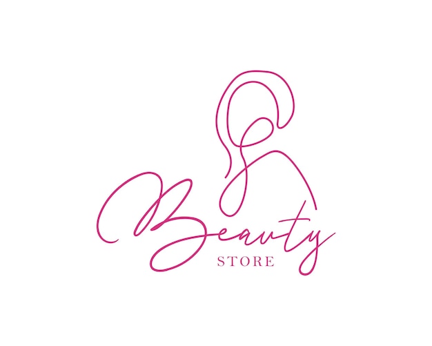 Logo de belleza con silueta de mujer.