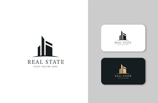 Logo de bienes raíces con formas geométricas Vector