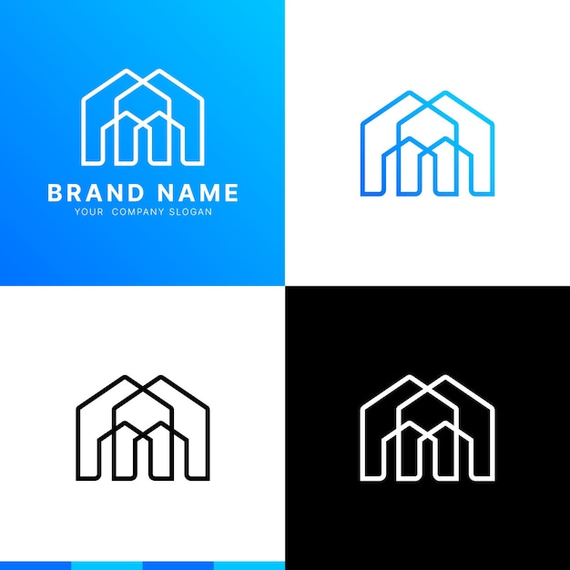 Logo de bienes raíces de lujo moderno Vector Logo de vector azul degradado utilizable para negocios y marca L