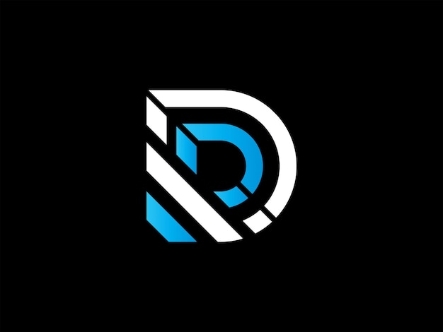 Un logo en blanco y negro con la letra d