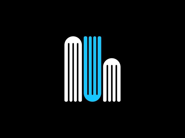 Vector un logo en blanco y negro con la letra m en él