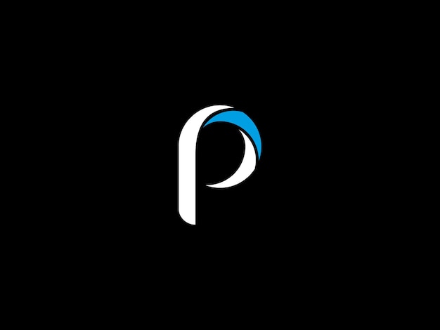 Un logo en blanco y negro con la letra p sobre un fondo negro