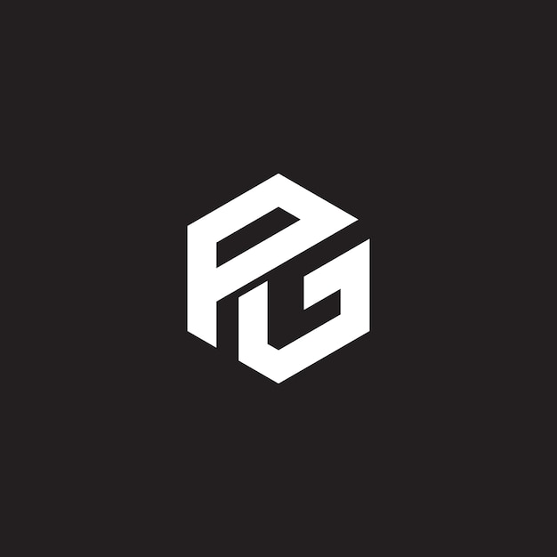 Un logo en blanco y negro con la letra pg en el medio