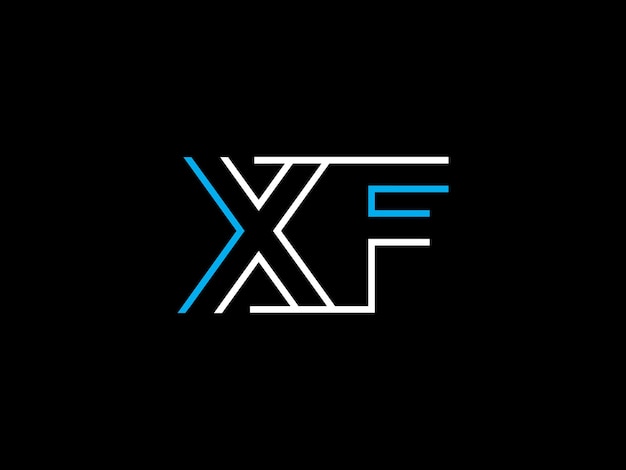 Un logo en blanco y negro con las letras xf sobre un fondo negro