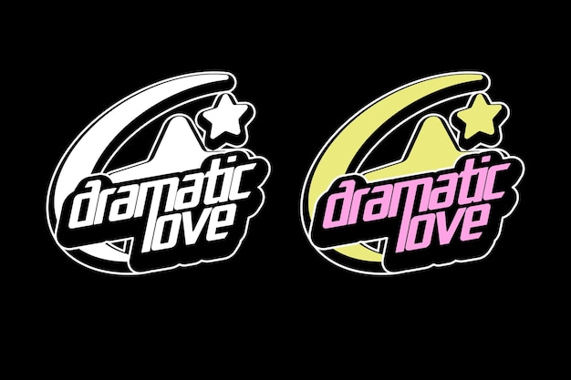 Un logo en blanco y negro con las palabras amor dramático.