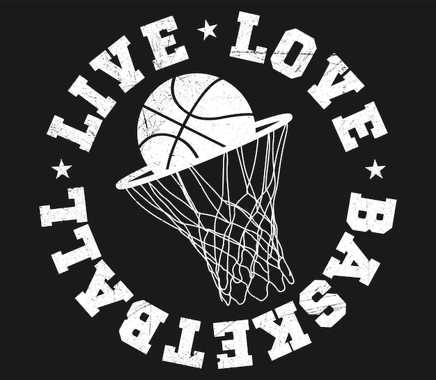 Un logo en blanco y negro con las palabras live love ball en el centro.