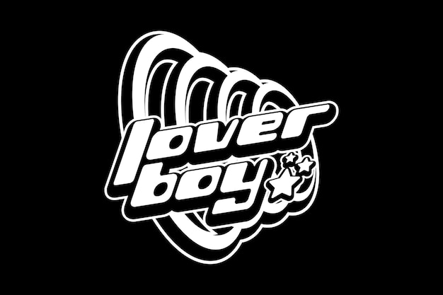 Un logo en blanco y negro con las palabras lover boy.