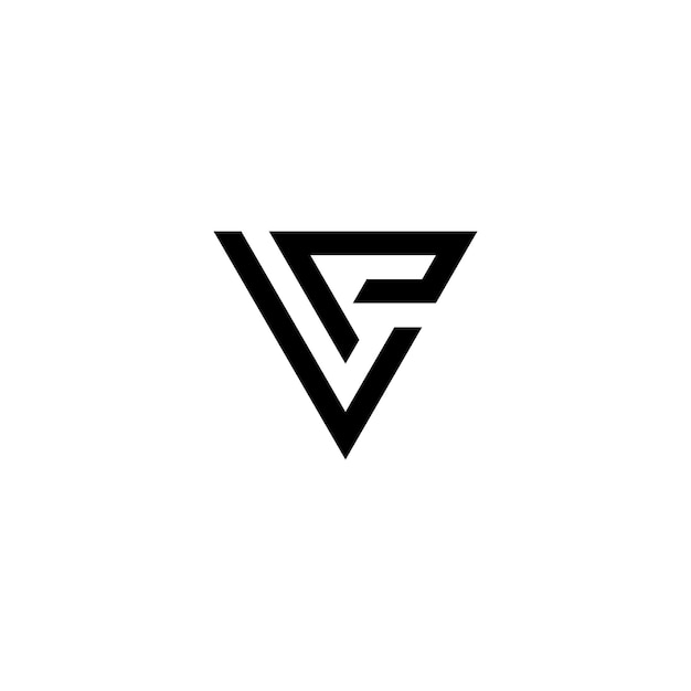 un logo en blanco y negro con un triángulo