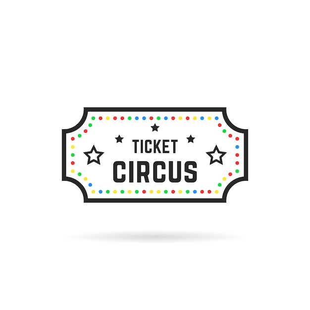 Logo de boleto de circo de línea delgada en color y negro