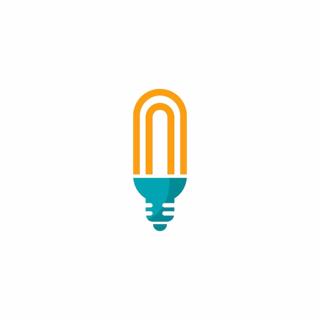 El logo de una bombilla con un lápiz azul adentro.