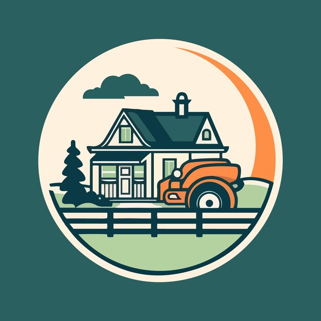 Logo de cabaña con árbol para vector de casa