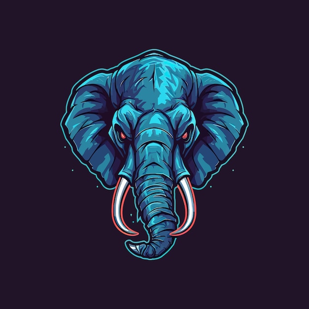 Un logo de la cabeza de un elefante diseñado en estilo de ilustración de esports