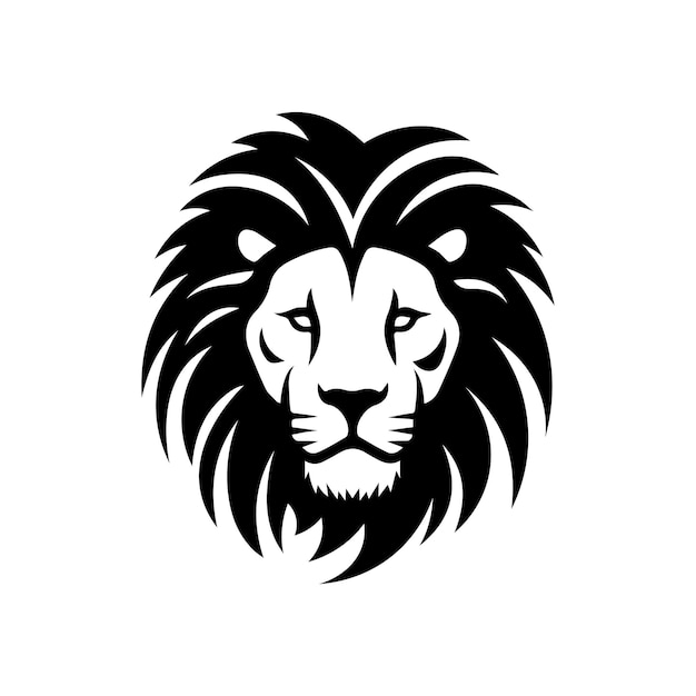 Un logo de cabeza de león con un blanco y negro sobre un fondo blanco