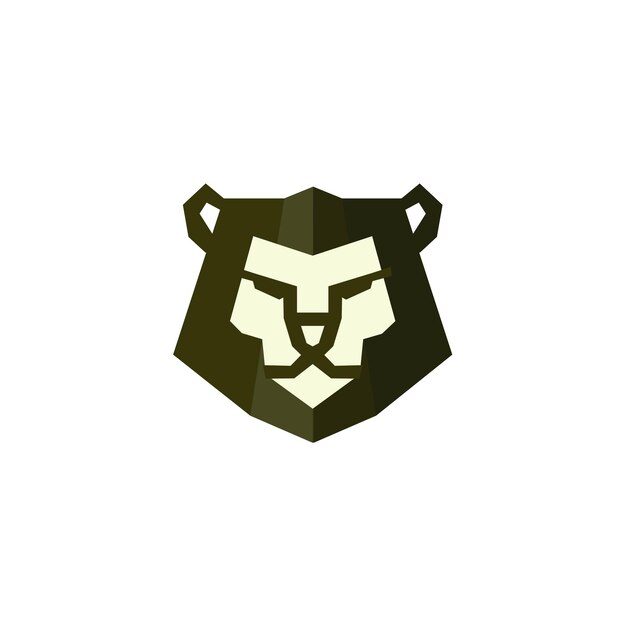 Un logo de cabeza de león con una cara negra