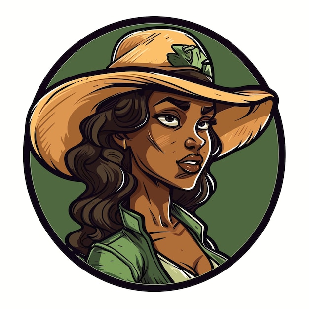 Un logo de una cabeza de mujer campesina diseñado en estilo de ilustración de esports