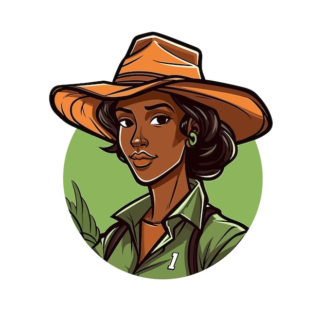 Un logo de una cabeza de mujer campesina diseñado en estilo de ilustración de esports