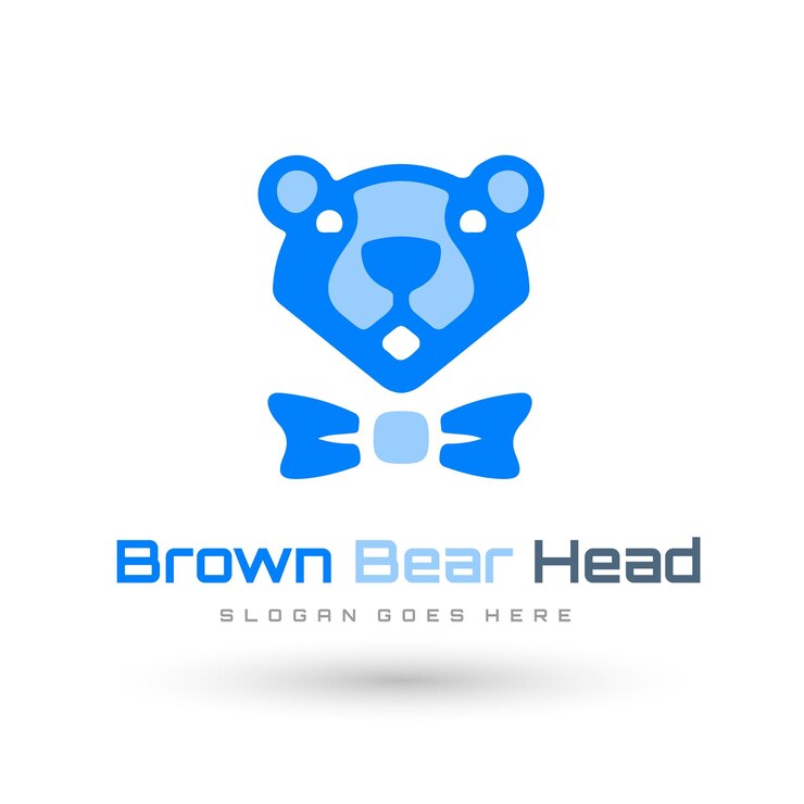 Vector un logo de cabeza de oso pardo con una pajarita.